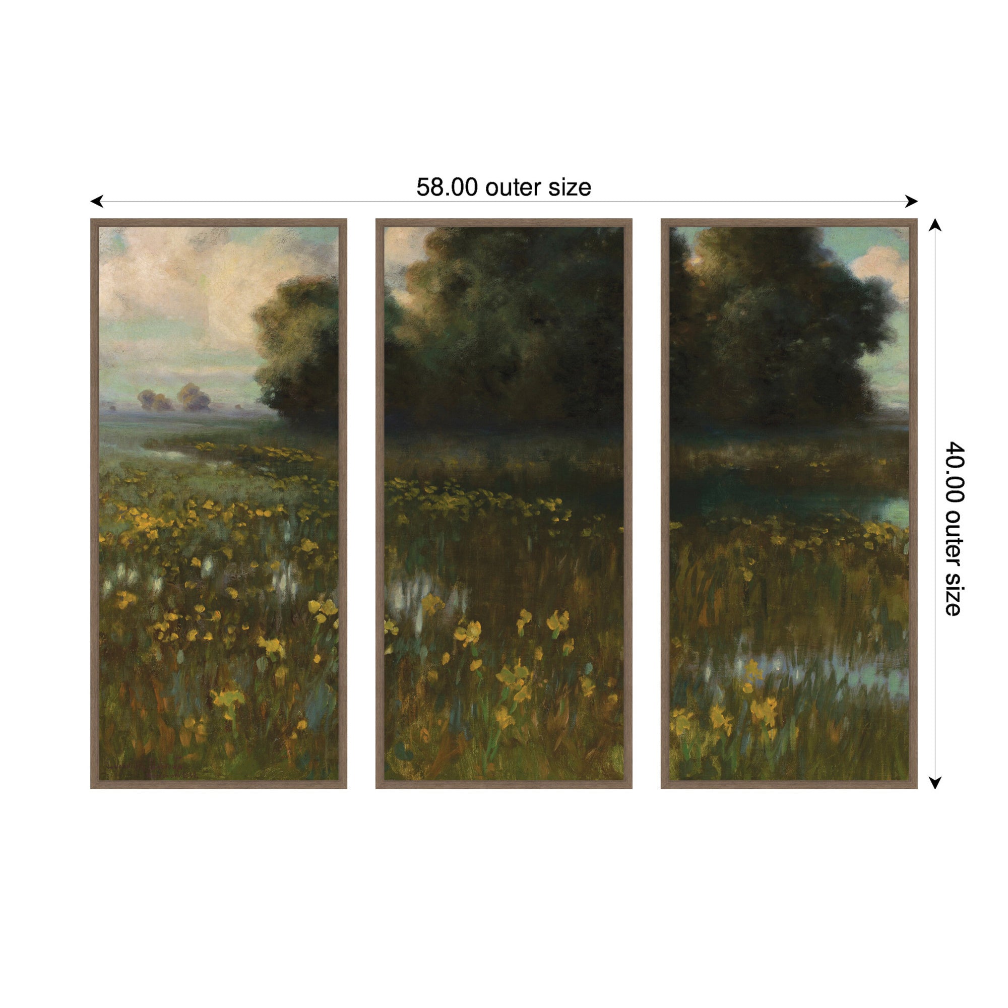 Cowslips in a Meadow Marshes 1899 Dabrowa Dabrowski 3 Piece Framed Canvas Wall Art Set