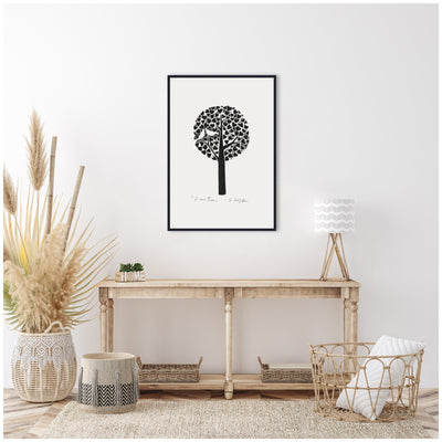Sylvie Black and White Love Tree Linocut Framed Canvas by Giuliana Lazzerini