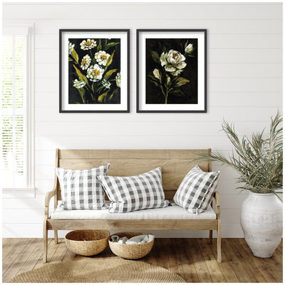 Moody Floral 1 & 2 2 Piece Framed Wall Art Print Set by Annie Quigley