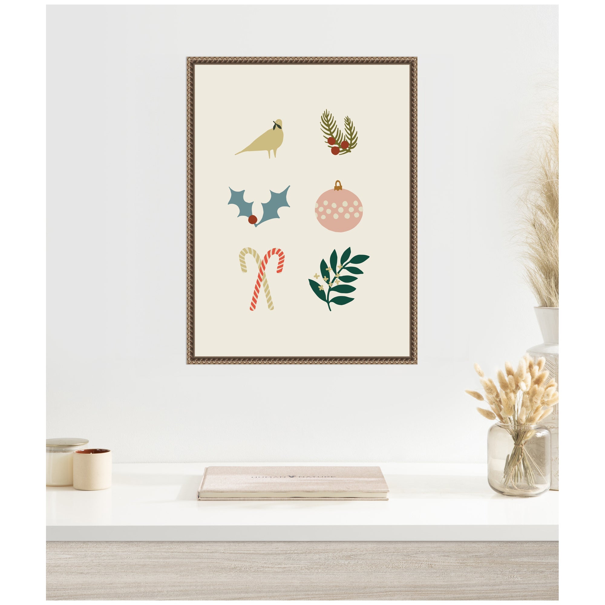 Sylvie Beaded Holiday Six Framed Canvas by Hannah Beisang