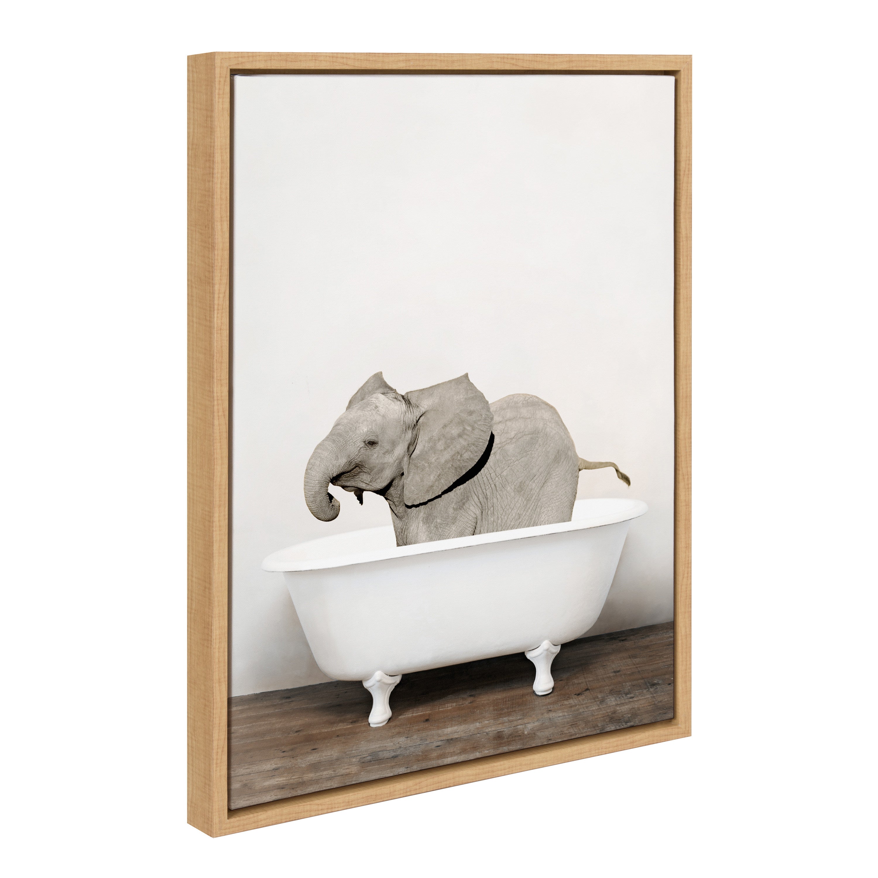 Sylvie Baby Elephant in the Tub Color Framed Canvas