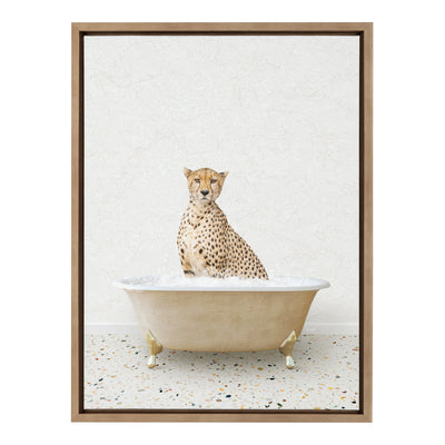 Sylvie Cheetah in Terrazzo Bathtub Framed Canvas by Amy Peterson