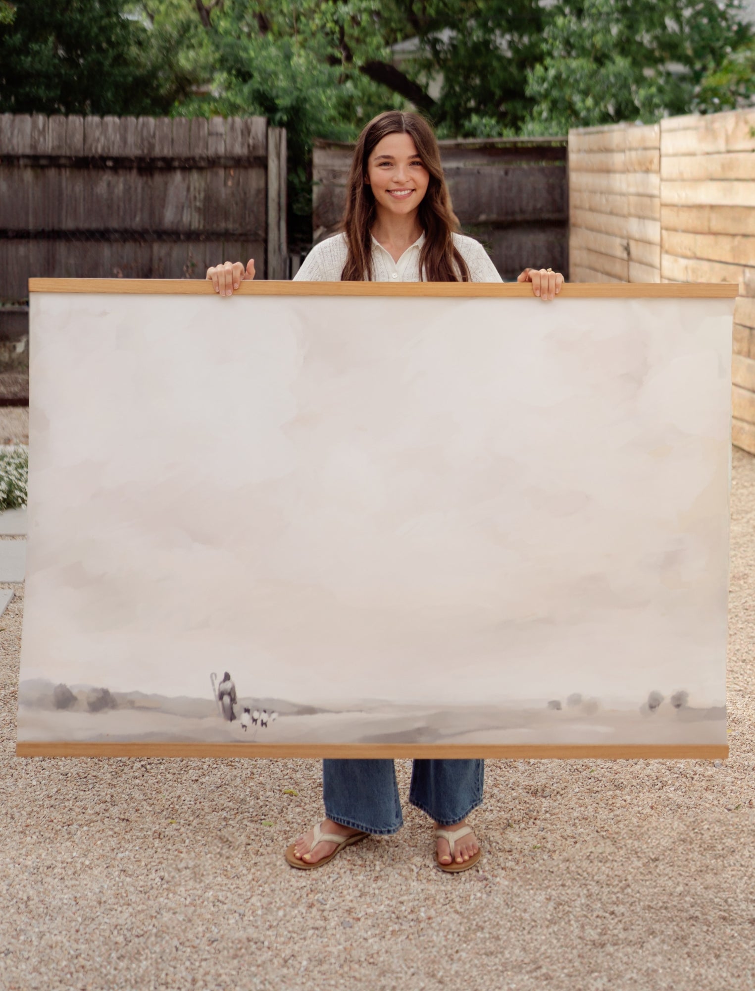 Large Canvas with Banner Wood: Jesus is my Shepherd by jenessawaitshop - main product image for Resin Society
