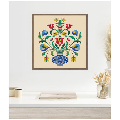 Floral Blue Vase 02 by Rachel Lee Framed Canvas Wall Art Print
