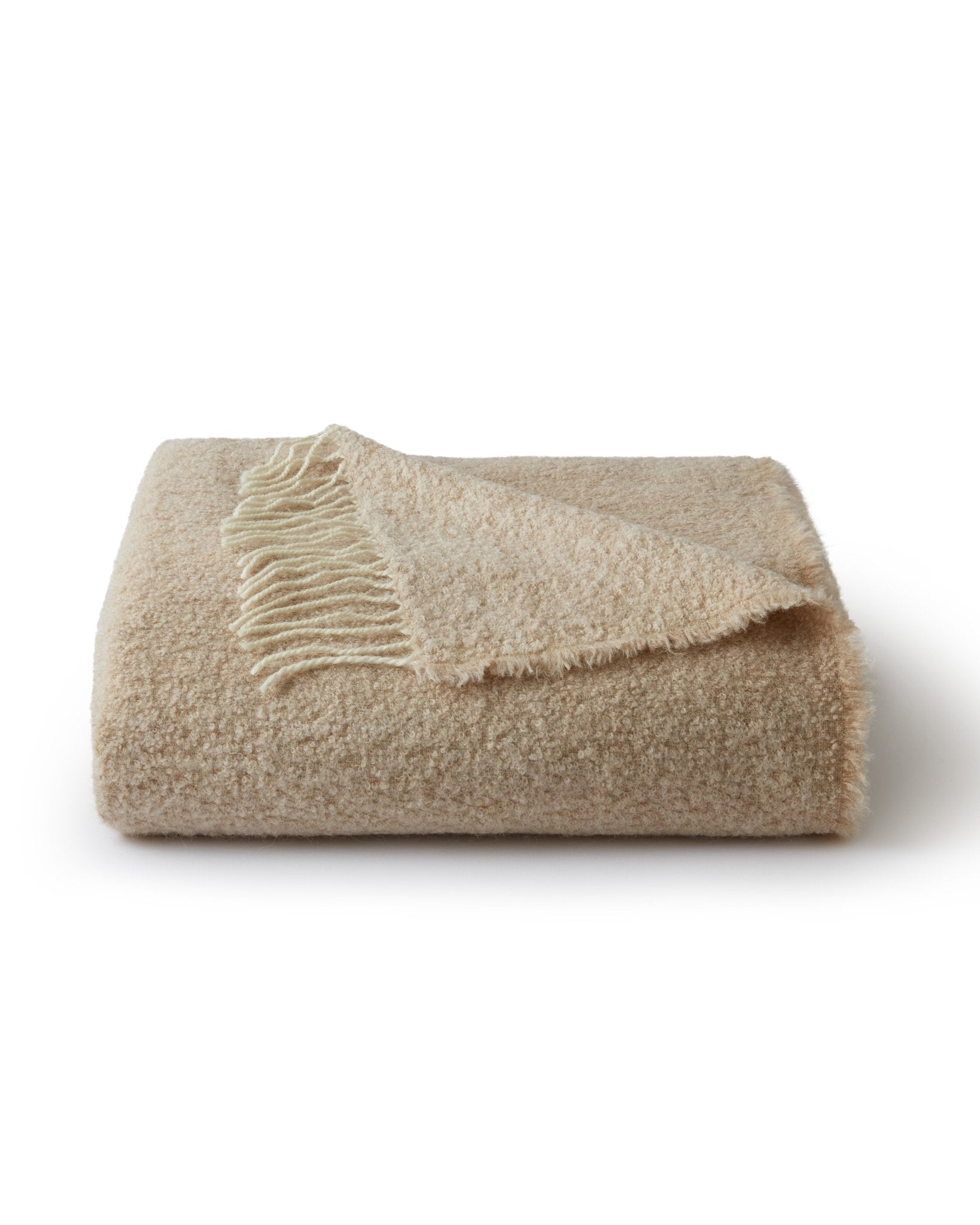 Fringe Bouclé Throw Biscotti by Principal's Daughter - main product image for Resin Society