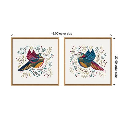 Sylvie Peace Birds Red and Blue Framed Canvas Art Set by Carey Copeland