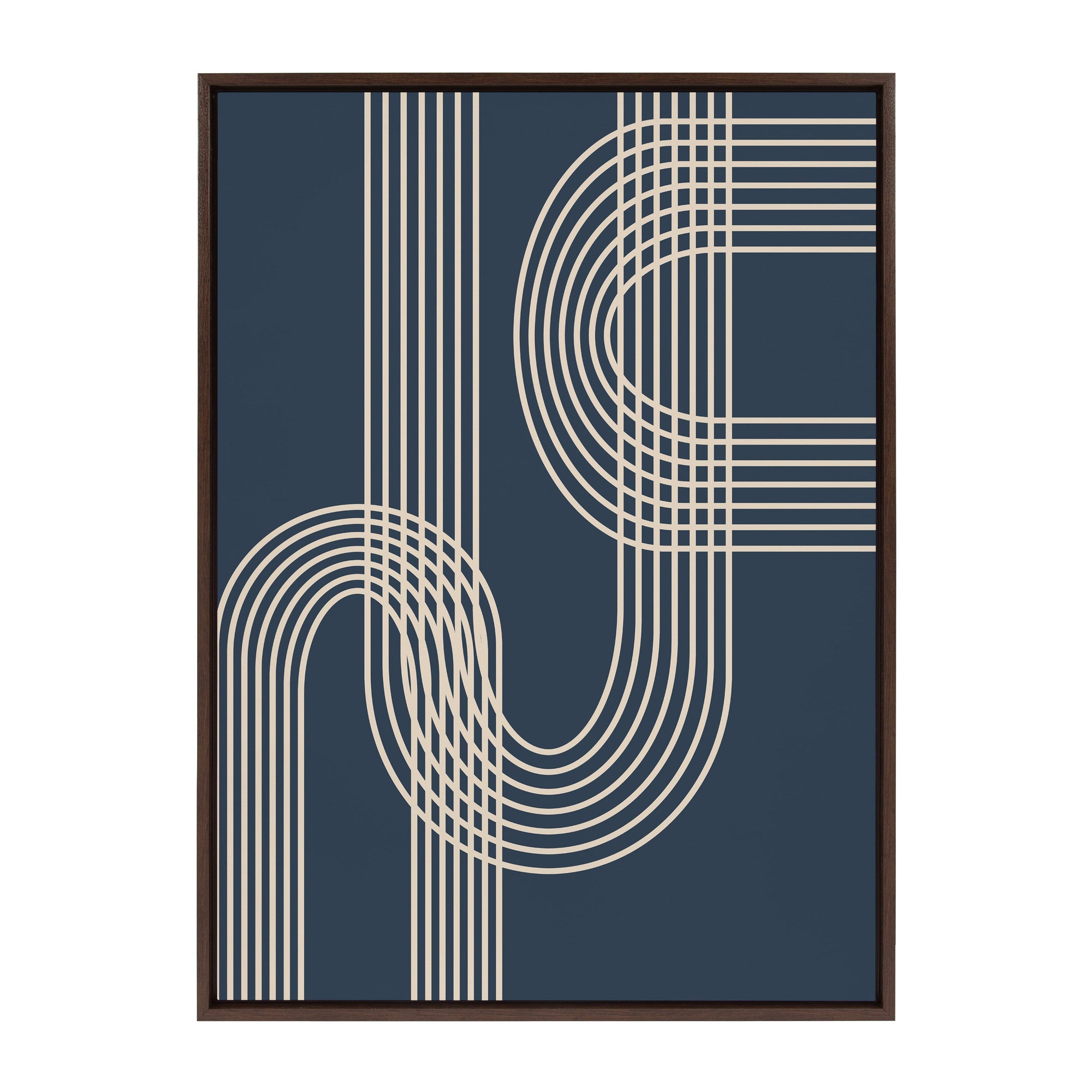 Sylvie Lines in Blue Framed Canvas by kateandlaurel - main product image for Resin Society