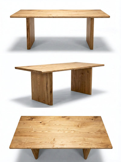 Minimal Solid Dining Table made of chestnut wood with solid wood legs