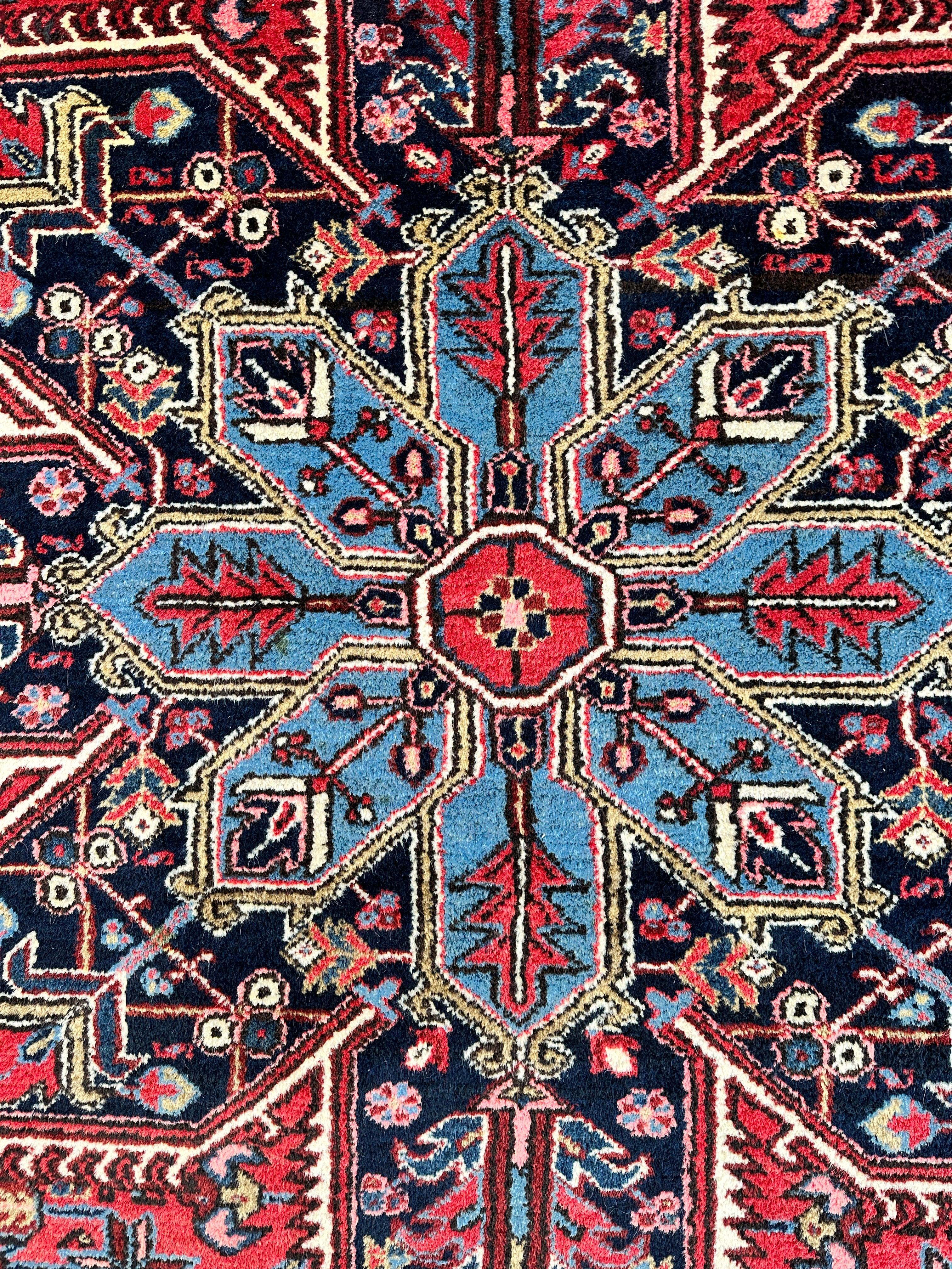 Hand-Knotted Persian Heriz Wool Rug – 9’ x 12’ – Geometric Medallion by Rugistan - product image 7 for Resin Society