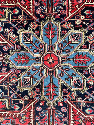 Hand-Knotted Persian Heriz Wool Rug – 9’ x 12’ – Geometric Medallion by Rugistan - product image 7 for Resin Society