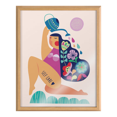 Blake Mid Century Modern Self Care Framed Printed Glass by kateandlaurel - product image 2 for Resin Society