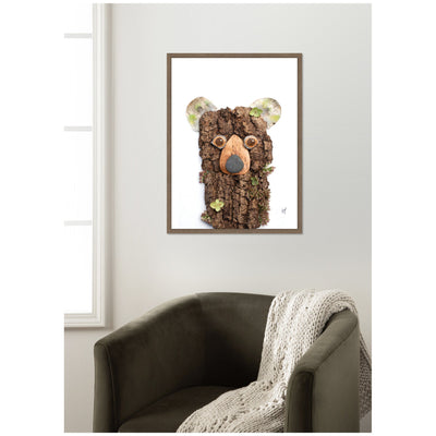 Bear with Green by Madeline Jeppesen Framed Canvas Wall Art Print