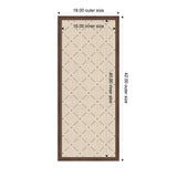 Rectangular beige lattice print with brown diamond grid pattern and a dark brown border labeled with inner and outer dimensions.