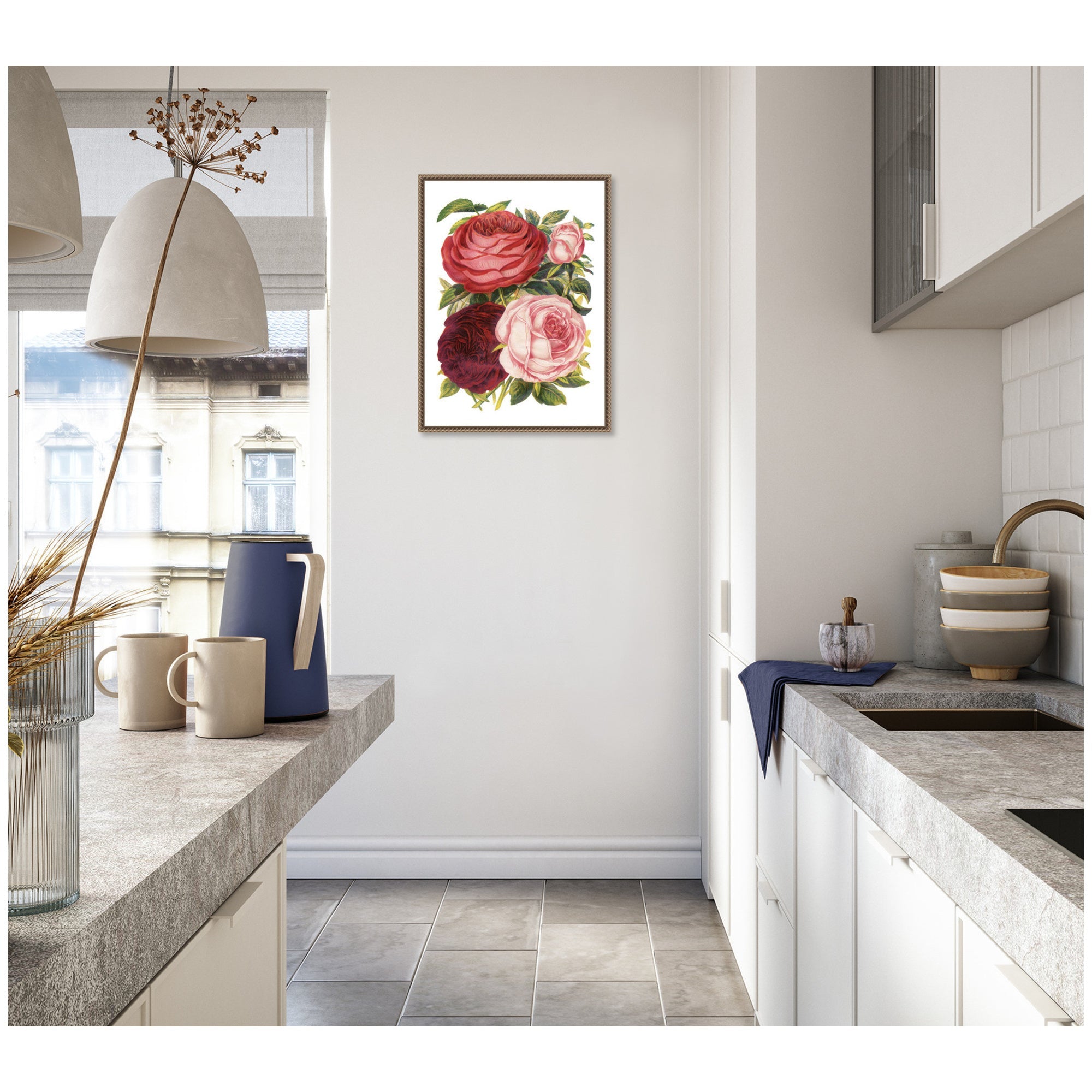 Sylvie Victorian Flowers Framed Canvas