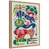 Sylvie Safari Animals framed canvas art showing stylized safari animals in warm earth tones