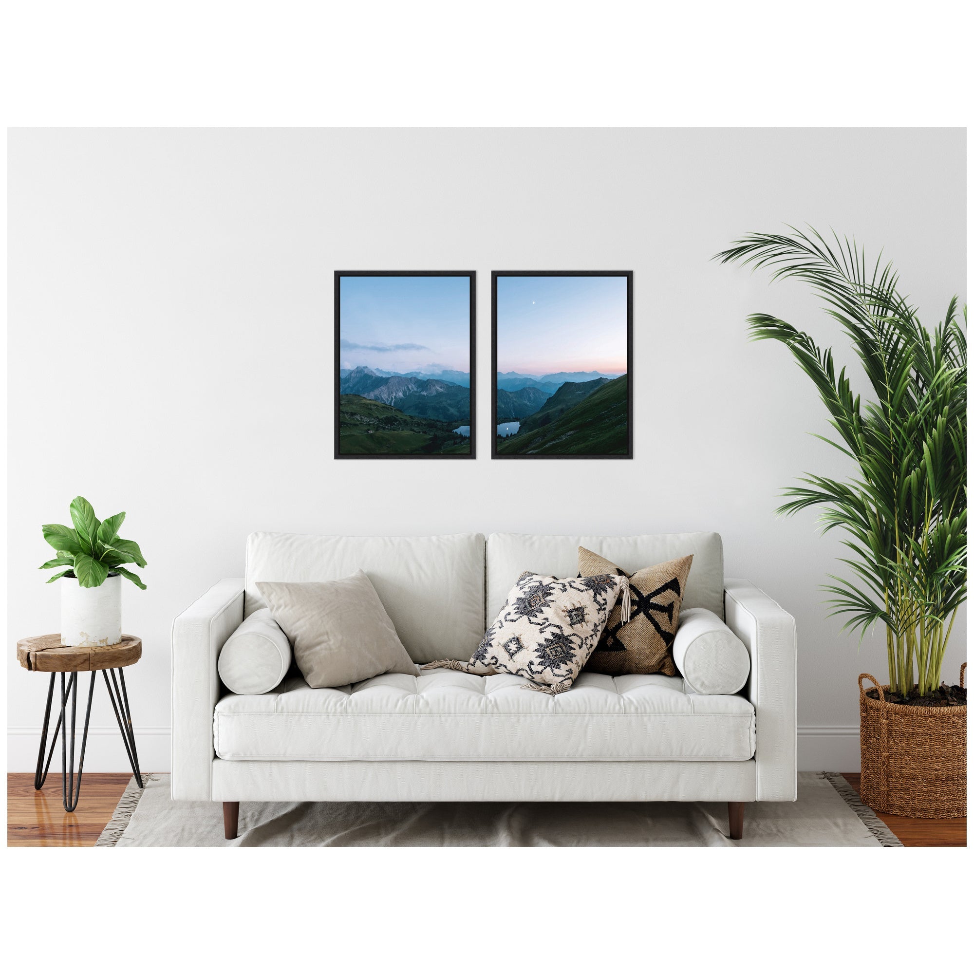 Sylvie Moonrise Over the Mountain Lake Framed Canvas Art Set by Michael Schauer