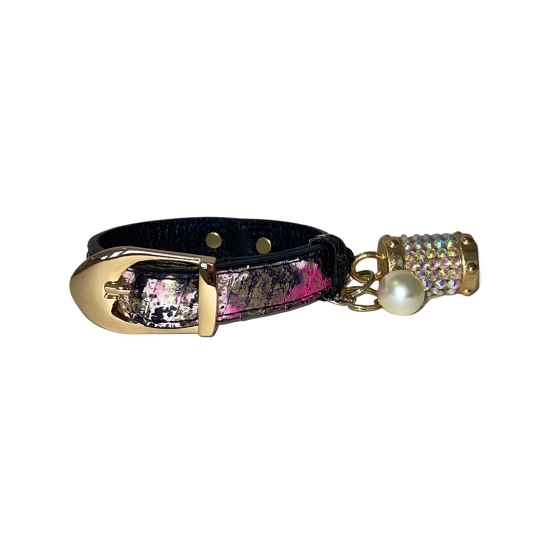 XS 7”-14” Black/Pink/Gold Custom Snake Collar/Custom Gold Italian by Allysa Payne Beverly Hills - main product image for Resin Society