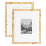 Burlock Picture Frame Set in natural burlwood veneer finish showing two rectangular frames side by side