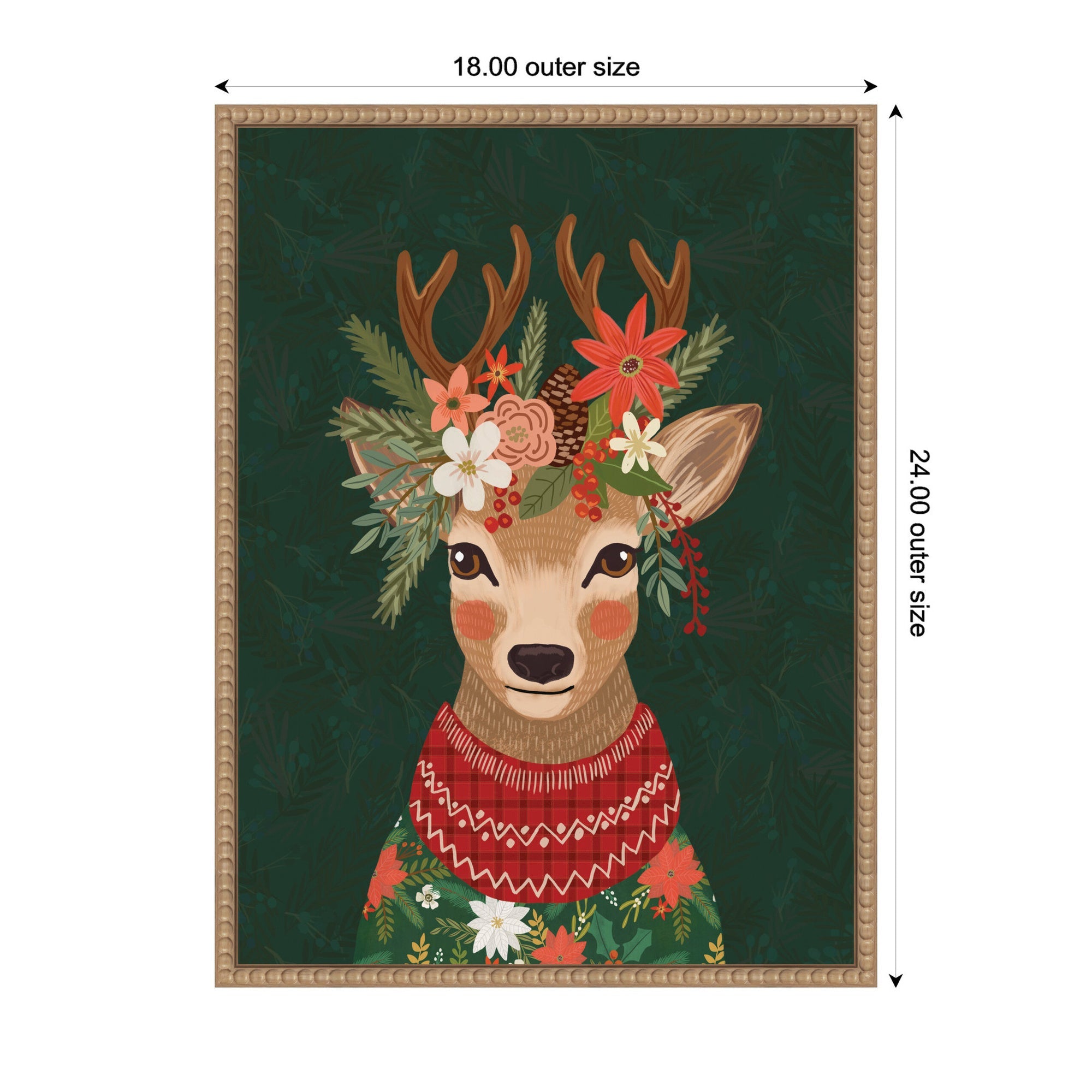 Sylvie Beaded Christmas Deer Framed Canvas by Mia Charro