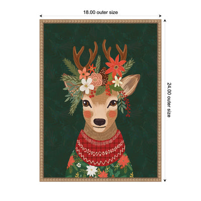 Sylvie Beaded Christmas Deer Framed Canvas by Mia Charro