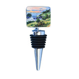 Wine Bottle Stopper Views from Stickney Ridge, Sunset at the Lake showing decorative top with sunset lake scene artwork