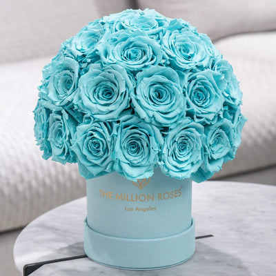 Essence Mint Green Suede Superdome Box | Turquoise Roses