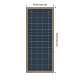 Tall rectangular framed pinboard with navy blue plaid fabric grid pattern inside, measuring 18 by 42 inches outer size and 16 by 40 inches inner size.