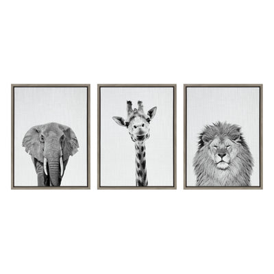 Sylvie Elephant Giraffe and Lion Framed Canvas by kateandlaurel - product image 11 for Resin Society