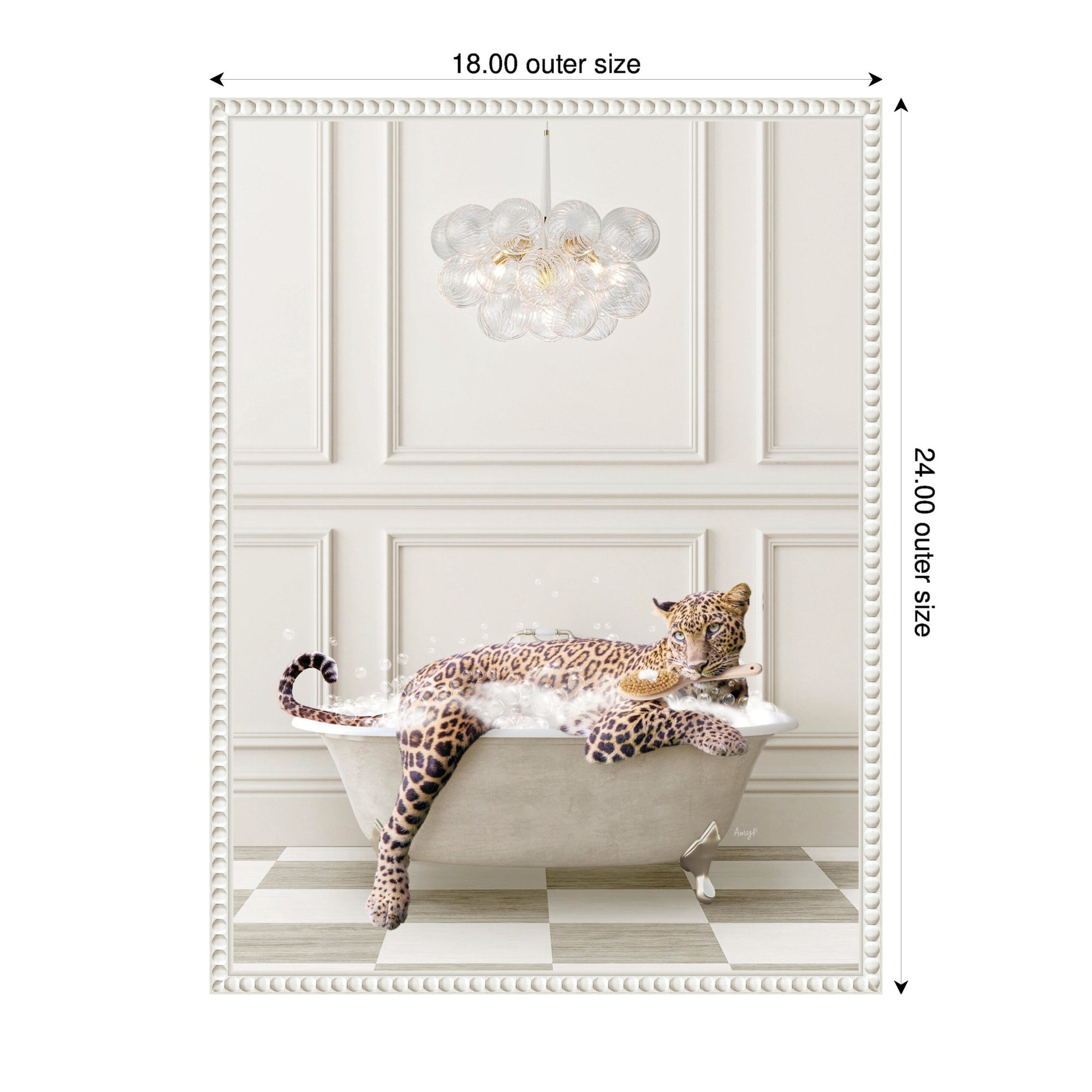 Sylvie Cheetah Traditional Chandelier Bath Framed Canvas by Amy Peterson