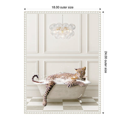 Sylvie Cheetah Traditional Chandelier Bath Framed Canvas by Amy Peterson
