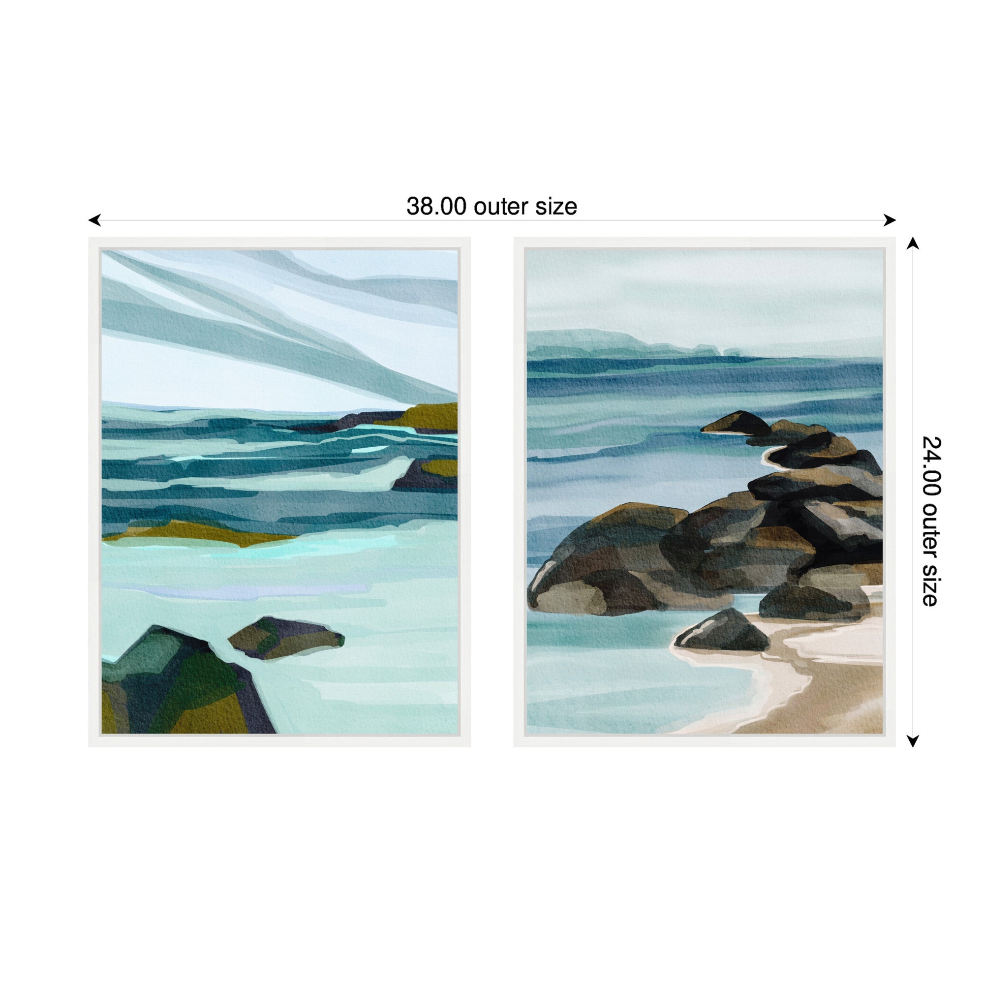 Sylvie Ocean Breeze Landscape - 2 Piece Framed Canvas Art Set by Nikita Jariwala