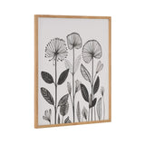Gallery Simple Modern Linocut Botanicals Print framed in solid wood gallery frame in Natural finish