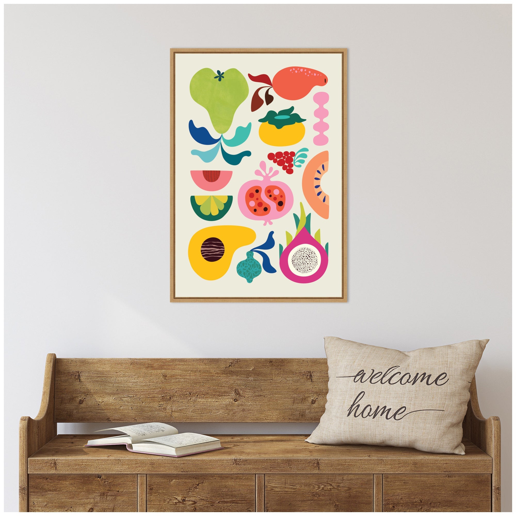 Sylvie Modern Colorful Abstract Fruits Framed Canvas by Rachel Lee