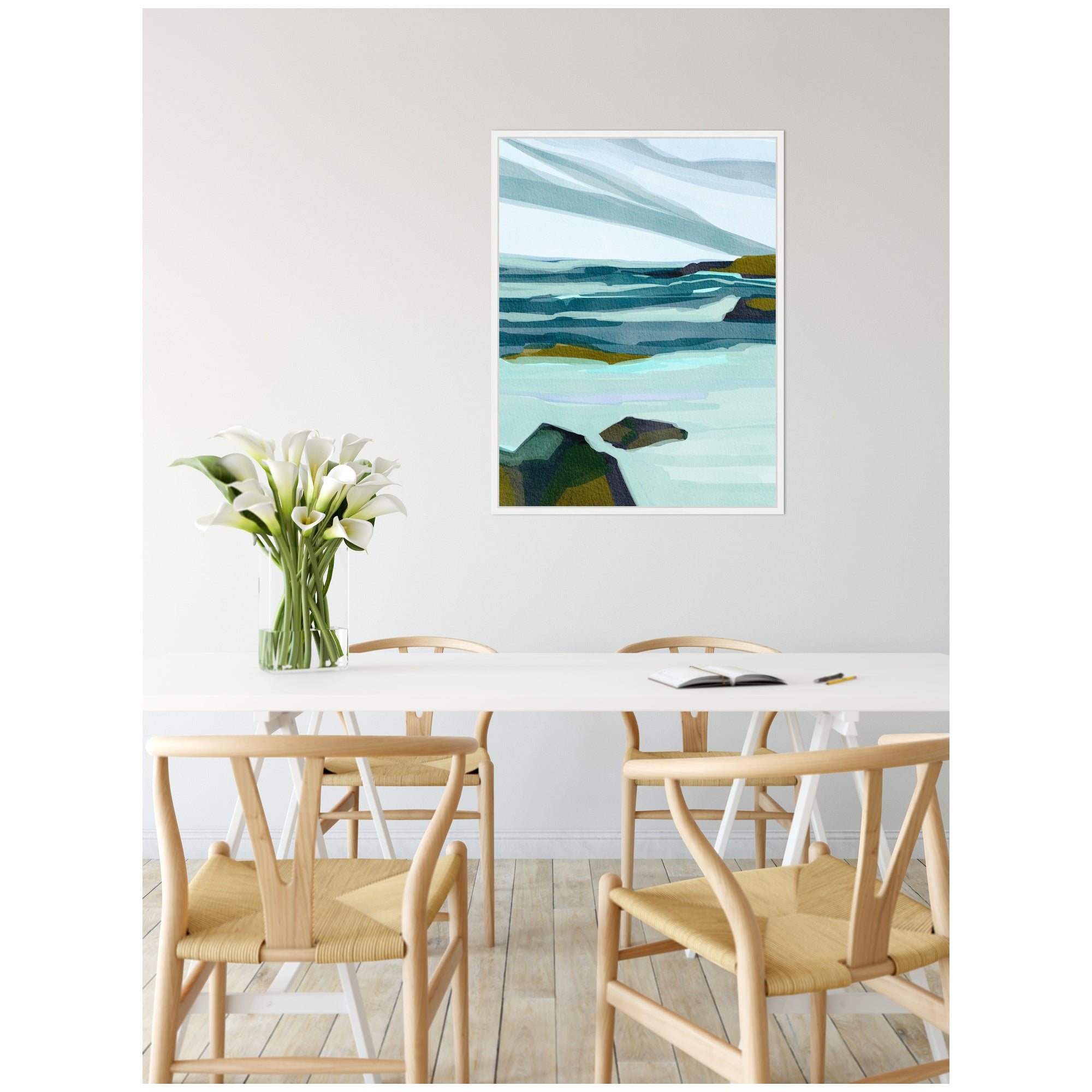 Sylvie Ocean Breeze Framed Canvas by Nikita Jariwala