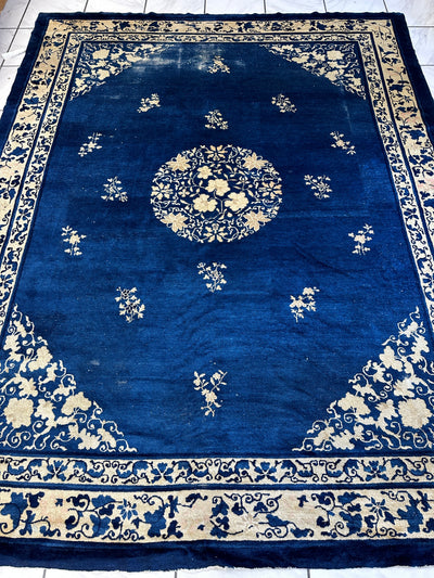 Hand-Knotted Antique Chinese Peking Wool Rug – 9’ x 11’5” – Distressed by Rugistan - product image 2 for Resin Society