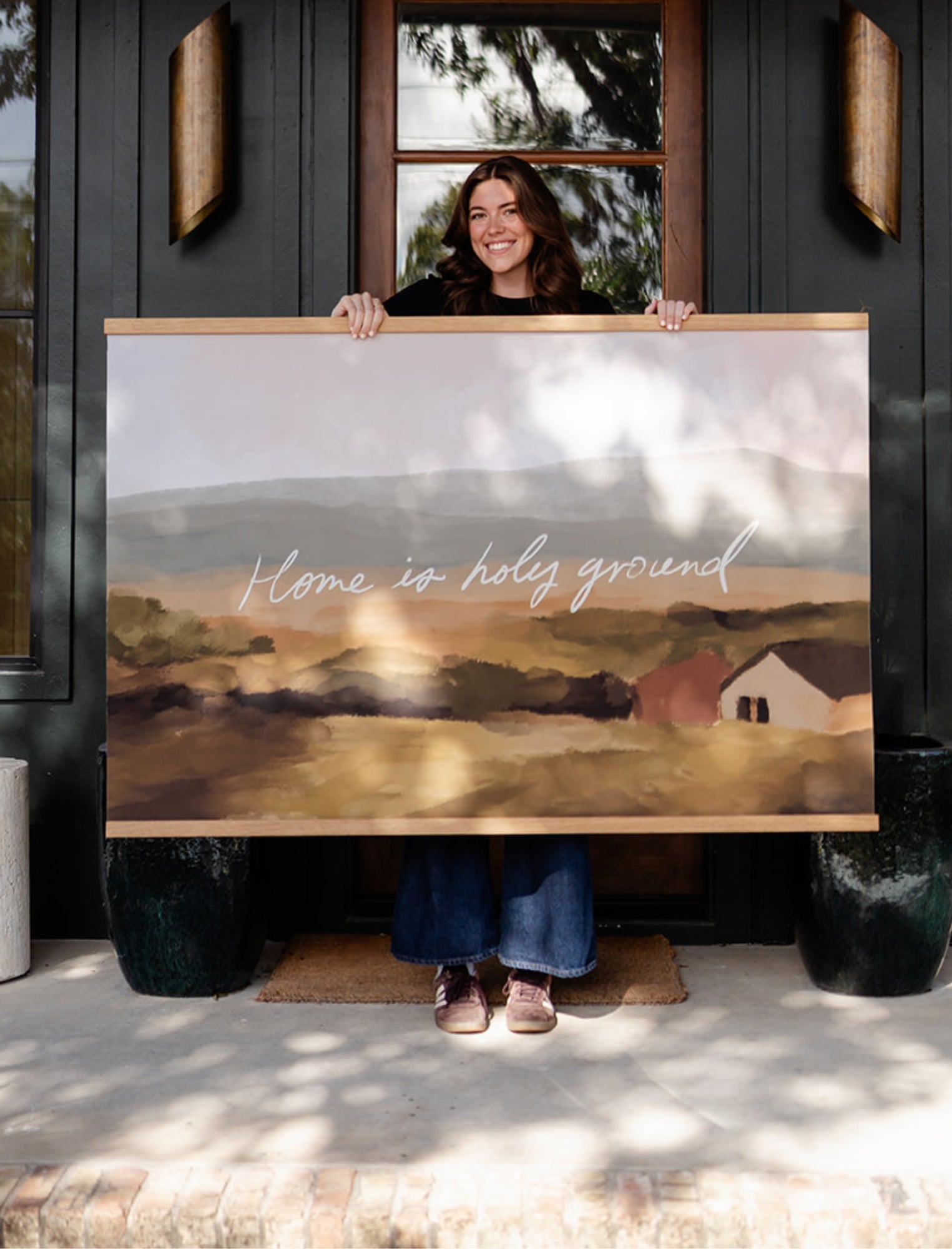 Large Canvas with Banner Wood: Home is Holy Ground by jenessawaitshop - main product image for Resin Society