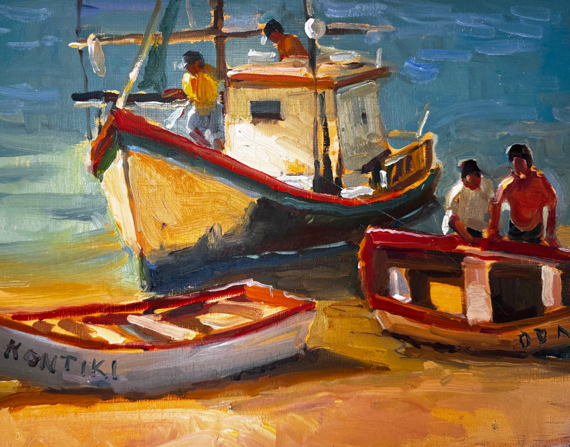 Twenty Six painting showing a coastal plein air scene with abstract expressiveness on a board, 11x14 inches.