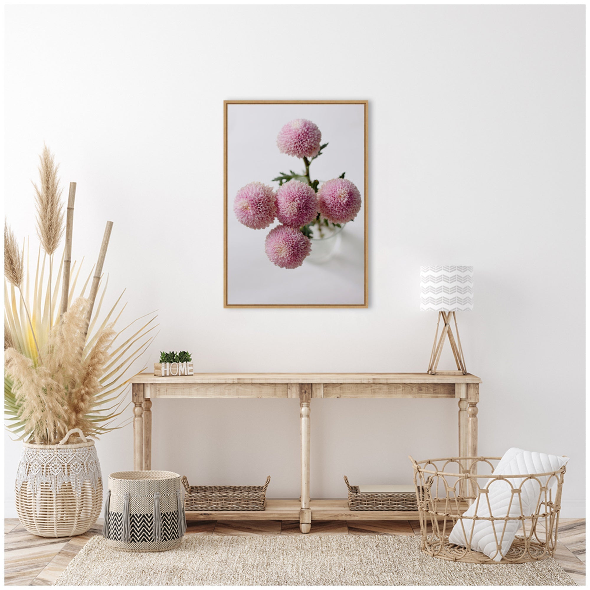 Sylvie Bouquet of Pastel Pink Dahlias Framed Canvas by Kristy Campbell
