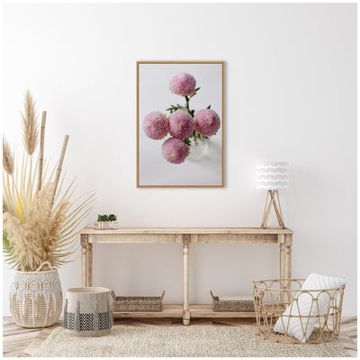 Sylvie Bouquet of Pastel Pink Dahlias Framed Canvas by Kristy Campbell