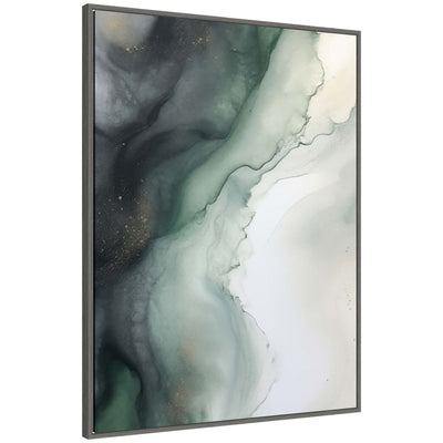 Sylvie Green Wave framed floating canvas art showing abstract green waves with a lightweight floating frame