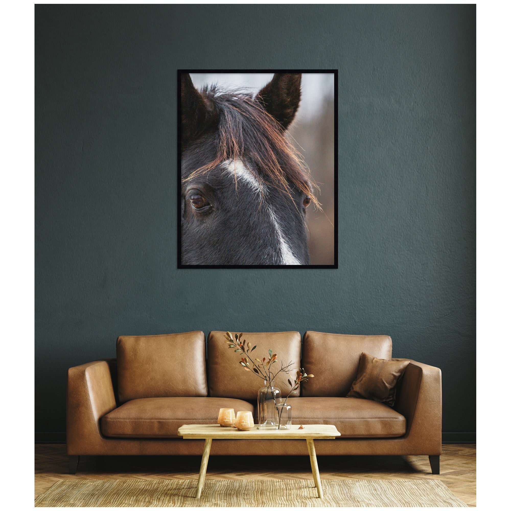Black and White Horse by Emiko and Mark Franzen F2 Images Framed Wall Art Print