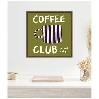 Coffee Club Kitchen Sage Green by Lucky Guava Framed Canvas Wall Art Print