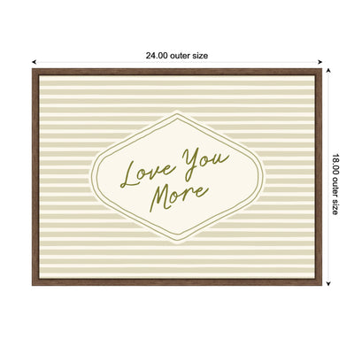 Retro Love You More Sage Green Striped by Lucky Guava Framed Canvas Wall Art Print