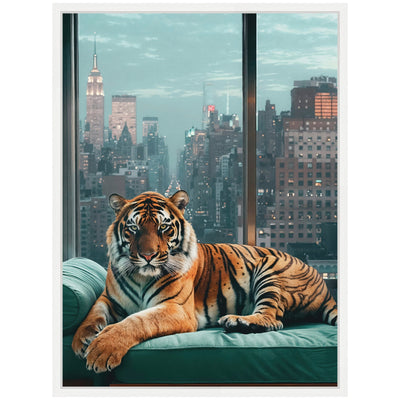 Sylvie Graceful Tiger in New York Framed Canvas by Michael Schauer