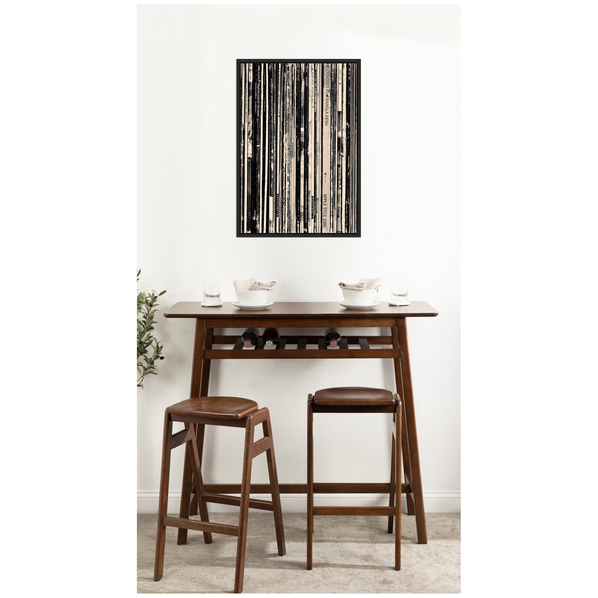 33 RPM Black and White 23x33 by Robert Cadloff Framed Canvas Wall Art Print