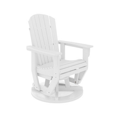 SoPoly St Simons Swivel Glider Chair in various colors showing fan-back Adirondack style and swivel gliding feature