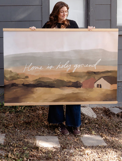 Large Canvas with Banner Wood: Home is Holy Ground by jenessawaitshop - product image 2 for Resin Society