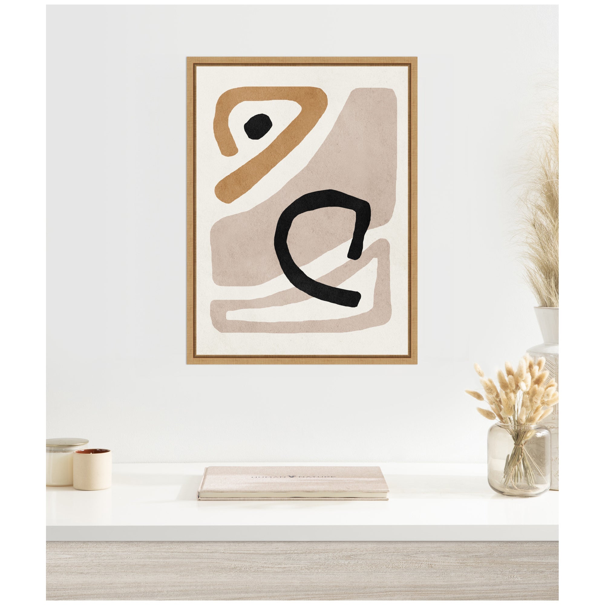 Sylvie Neutral Abstract 1 Minimal Modern Art Framed Canvas by July Art Prints
