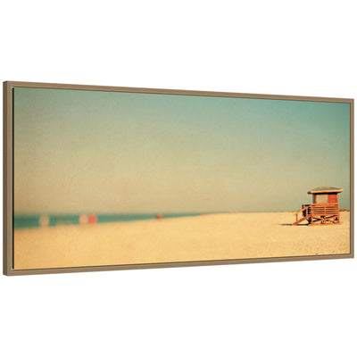 Framed canvas wall art titled Lido Revisited Panel by Alicia Bock in Sylvie dark gold frame