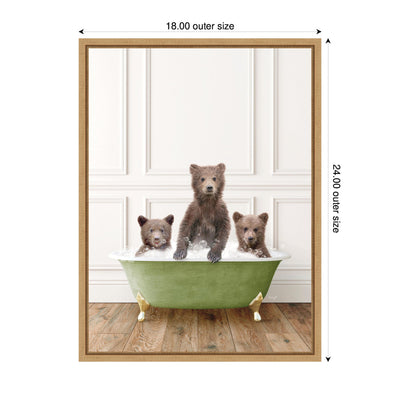 Sylvie Three Bear Cubs in Transitional Bathtub Framed Canvas by Amy Peterson